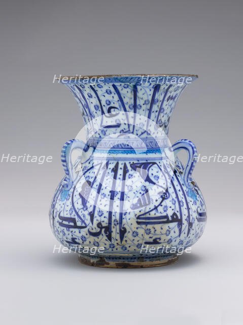 Ceramic Vessel in the Shape of a Mosque Lamp, Turkey, 1525-40. Creator: Unknown.