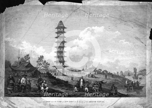 'A View near the City of Lin-Tsin on the Banks of the Grand Canal.', 1796. Artist: William Byrne.