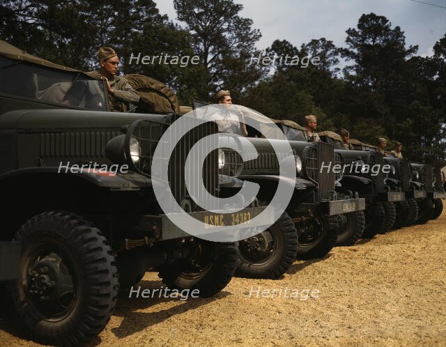 Marine motor detachment, New River, Jacksonville, North Carolina. , 1942. Creator: Alfred T Palmer.