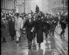 Franz von Papen Walking Towards Camera Surrounded by a Crowd, 1933. Creator: British Pathe Ltd.