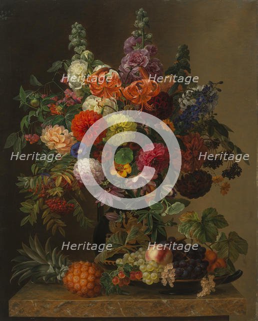 Still life with Flowers and fruits, 1836. Creator: Jensen, Johan Laurentz (1800-1856).