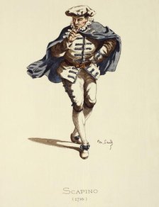 Commedia dell´arte. The servant Scapino, costume image of Maurice Sand, 1862.
 Creator: Unknown.