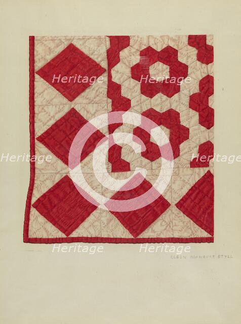 Patchwork Quilt, 1935/1942. Creator: Elgin Moncure Styll.