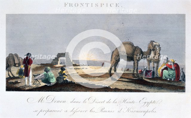 Dominique Vivant Denon at work in the desert, Upper Egypt, 1802 Artist: B Comte