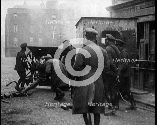 Large Artillery Gun Being Fired in Dublin, 1922. Creator: British Pathe Ltd.