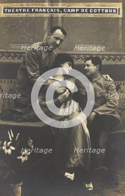 French prisoners of war performing a show at a prisoner of war camp in Cottbus, [1910-1919?]. Creator: Unknown.