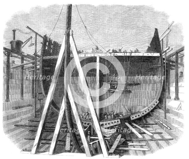 The new iron-clad fleet: framing of Her Majesty's steam-frigate Achilles, 50 guns, 1862. Creator: Unknown.