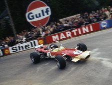 Lotus 49, Gold Leaf, driven by Jackie Oliver at the 1968 Belgian Grand Prix. Creator: Unknown.
