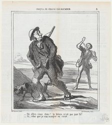 - Où allez-vous donc? le lièvre n'est pas par là!, 1864.  Creator: Honore Daumier.