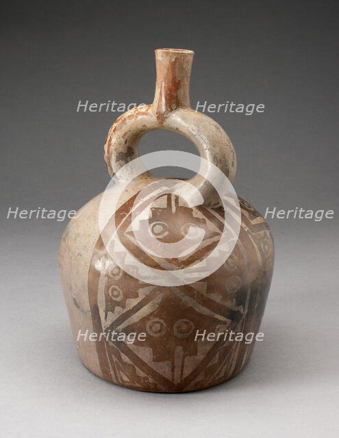 Stirrup Vessel with one Side Painted with Textile-Like Stepped Motif, 100 B.C./A.D. 500. Creator: Unknown.