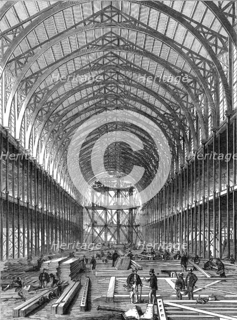 Progress of the International Exhibition building: portion of the Nave, 1861. Creator: Unknown.