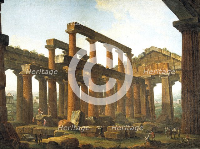 Temple of Hera in Paestum, oil on canvas.