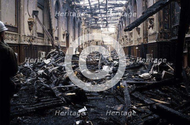 Fire damage at St George's Hall, Windsor Castle, Windsor, Berkshire, 1992. Artist: Unknown