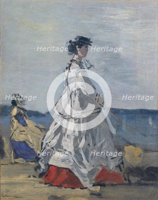 Princess Pauline Metternich (1836-1921) on the Beach, ca. 1865-67. Creator: Eugene Louis Boudin.