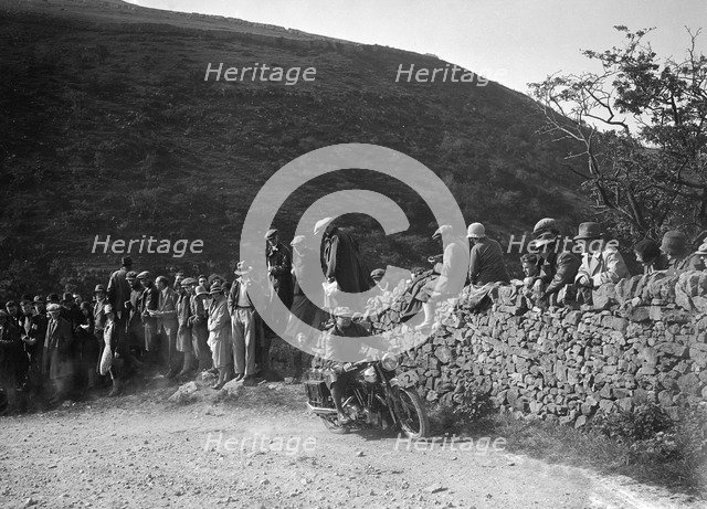 Brough Superior of George Brough competing in the MCC Edinburgh Trial, 1930. Artist: Bill Brunell.