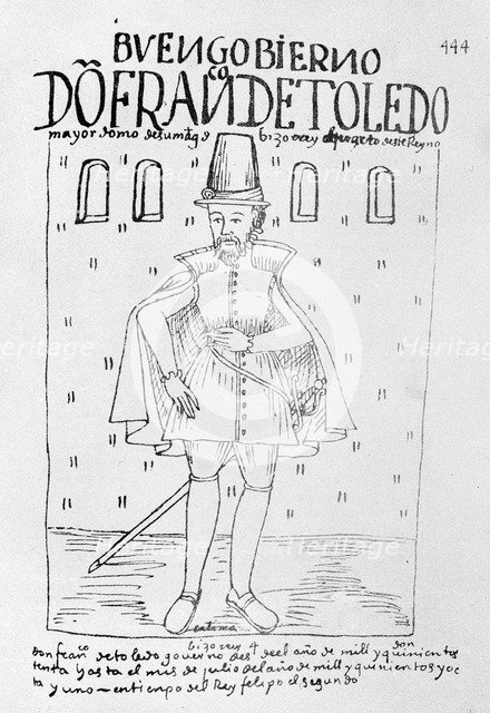 Francisco de Toledo, Viceroy of Peru (1568-1581), illustration appeared in the work 'Nueva Crónic…