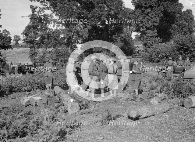Women at a First Aid Nursing Yeomanry (FANY) trial or rally, 1931.   Artist: Bill Brunell.