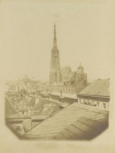 [View of the rooftops and cathedral of Vienna], ca. 1853. Creator: Alois Auer.