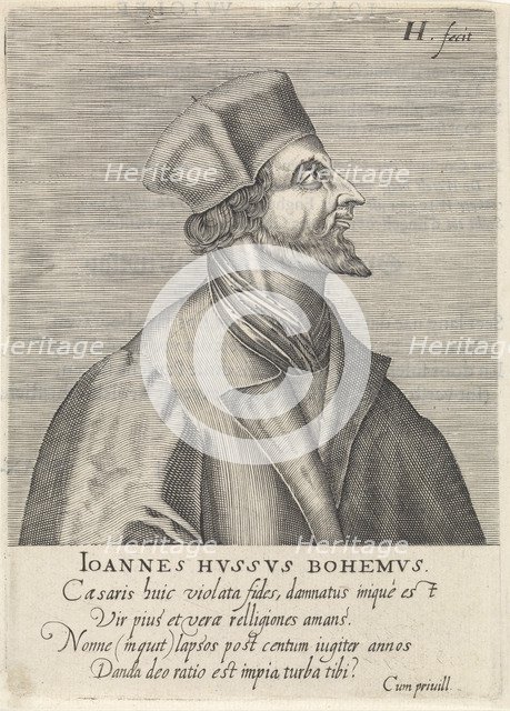 Portrait of John Hus, 1599. Artist: Hondius, Hendrik, the Elder (1573-1650)