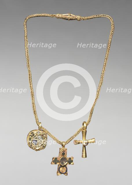 Chain with Pendant and Two Crosses, early 500s. Creator: Unknown.