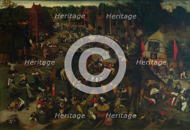 Village Festival with a Theatrical Performance and a Procession. Creator: Brueghel, Pieter, the Younger (1564-1638).