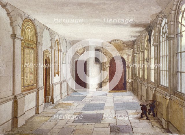 Passage leading to the chapel, Charterhouse, London, 1885.    Artist: John Crowther