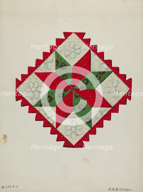 Quilt Block, c. 1936. Creator: Ruth M Barnes.