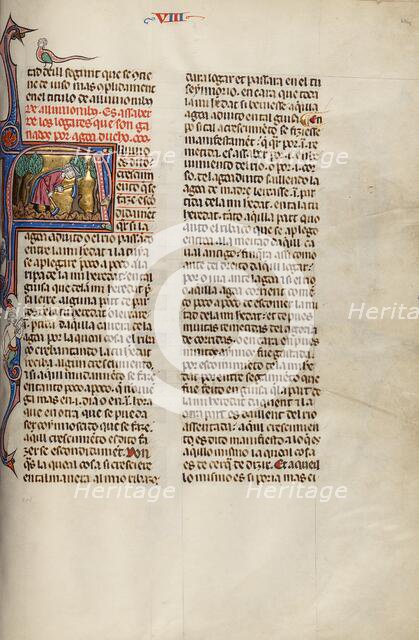 Initial A: Two Men Digging in a Field; Vidal Mayor, about 1290-1310. Creator: Unknown.