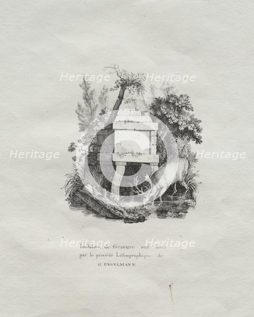 Receuil dessais lithographiques: Une fontaine imitant la gravure sur bois, c. 1816. Creator: Godefroy Engelmann (French, 1788-1839).