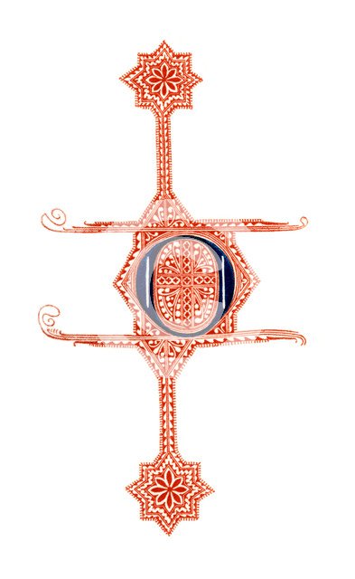 Initial letter 'O', 14th century, (1843).Artist: Henry Shaw