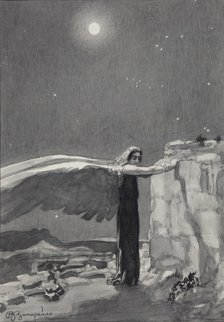  Illustration to the poem The Demon by Mikhail Lermontov, 1913-1914. Artist: Zamiraylo, Viktor Dmitrievich (1868-1939)