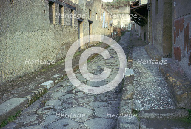Paved street in the Roman town of Herculaneum, 1st century. Artist: Unknown