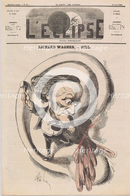 Caricature of Richard Wagner in L'Éclipse, 1869.