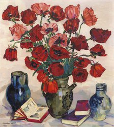 Still Life with Poppies, 1933. Creator: Böckstiegel, Peter August (1889-1951).