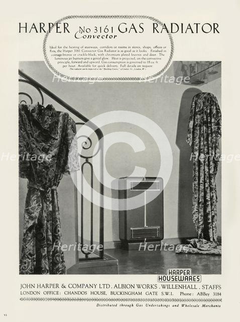 'Harper No 3161 Convector Gas Radiator - Harper Housewares', 1949. Creator: Unknown.