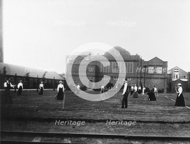 Employees playing tennis, Rowntree Tennis Club, York, Yorkshire, 1900. Artist: Unknown