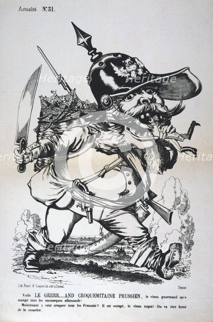 Caricature of Wilhelm I of Prussia, Franco-Prussian war, 1870-1871.  Artist: Anon