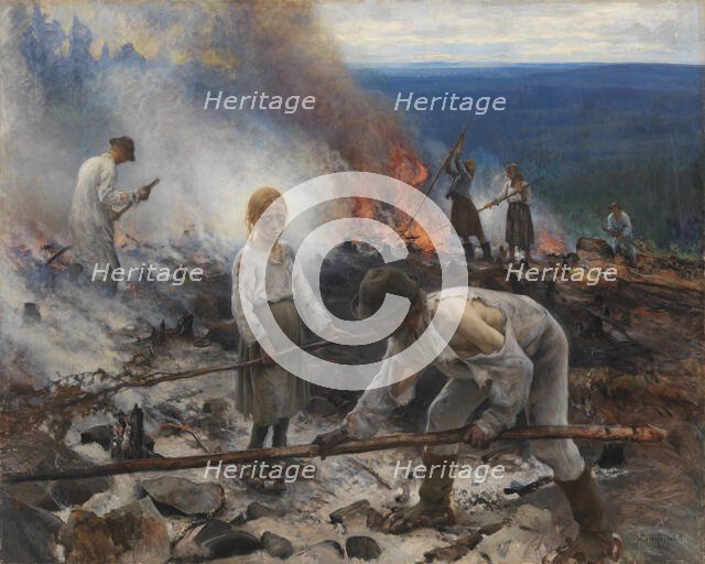 Under the Yoke (Burning the Brushwood), 1893. Creator: Eero Jarnefelt.