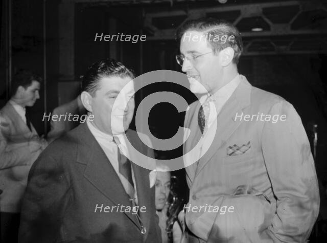 Portrait of Tony Pastor and William P. Gottlieb, Hotel Edison(?), New York, N.Y., 1946. Creator: Delia Potofsky Gottlieb.