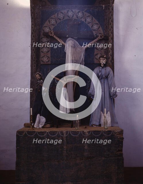 Altar in the church, Trampas, New Mexico, 1943. Creator: John Collier.