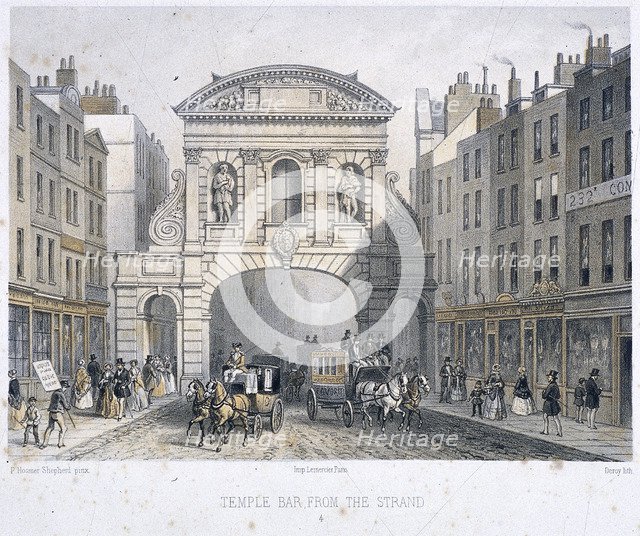 Temple Bar, London, 1854. Artist: Deroy