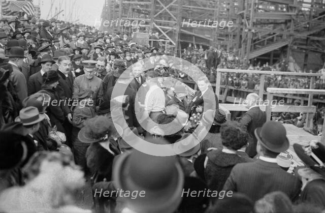 Schwab greets ship workers, 1918. Creator: Bain News Service.