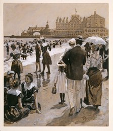 Beach Scene from Harper's Weekly, pub. 1900. Creator: William Thomas Smedley (1858 - 1920).