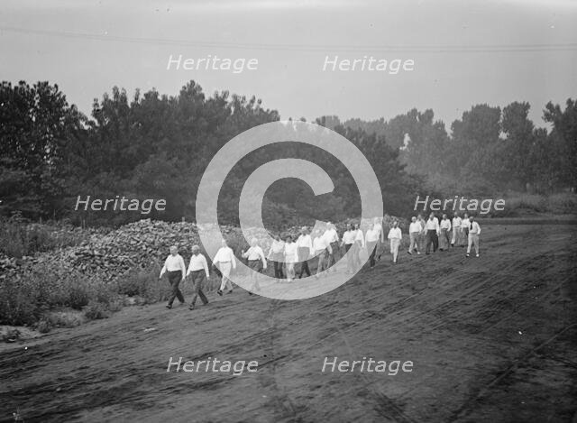 Camp, Walter, I.E, Exercise School - Cabinet Officials Exercising with Other Govt..., 1917 or 1918. Creator: Harris & Ewing.