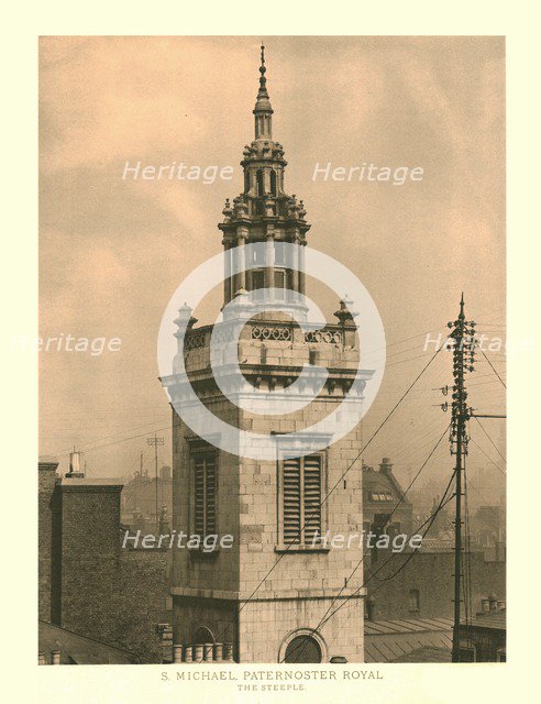 'St Michael, Paternoster Royal, The Steeple', mid-late 19th century. Creator: Unknown.