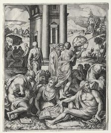 An Assembly of Scholars, c. 1515/1527. Creator: Marco Dente (Italian, c. 1486-1527).