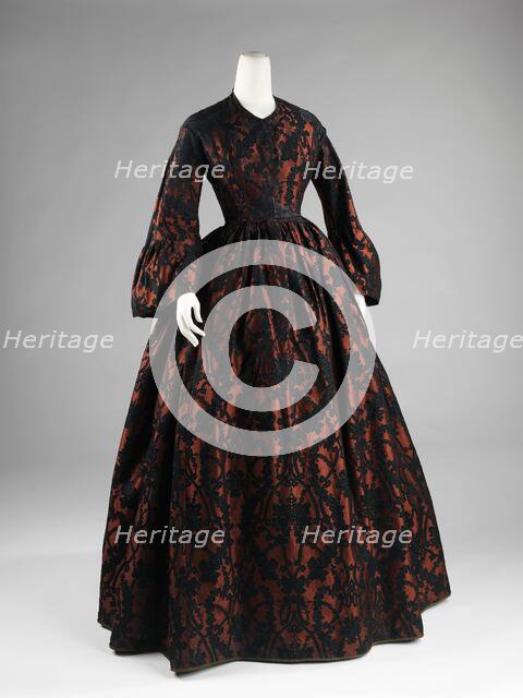 Evening dress, American, 1860-62. Creator: Unknown.
