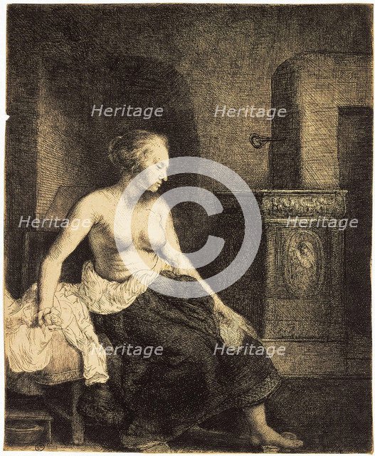 'Half-Naked Woman by a Stove', 1658.  Artist: Rembrandt Harmensz van Rijn    