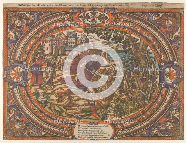 Samson and the Lion, from the Story of Samson, ca. 1560-80., ca. 1560-80. Creator: Anon.