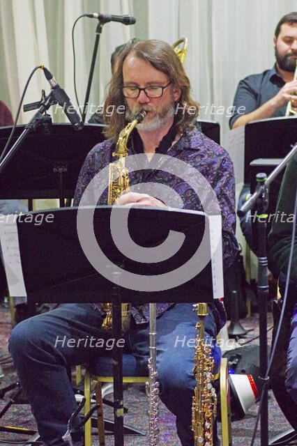 Martin Hathaway, Stan Sulzmann’s Neon Orchestra, Watermill Jazz Club, Dorking, Surrey, Nov 2023. Creator: Brian O'Connor.